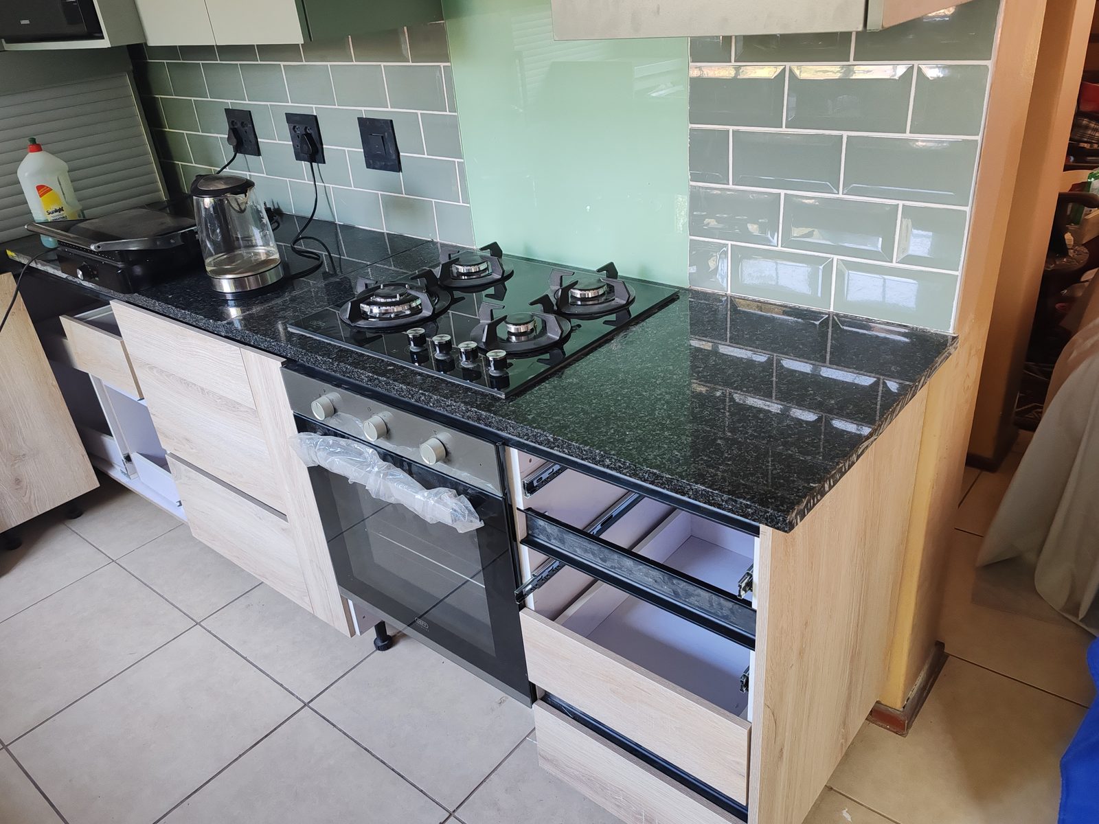 Completed gas hob and kitchen appliance installation